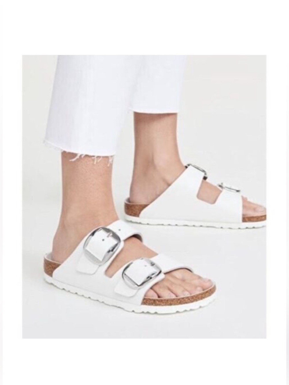 Birkenstock White Arizona Two-Strap Sandals 38 7.5/8 New - Picture 2 of 11